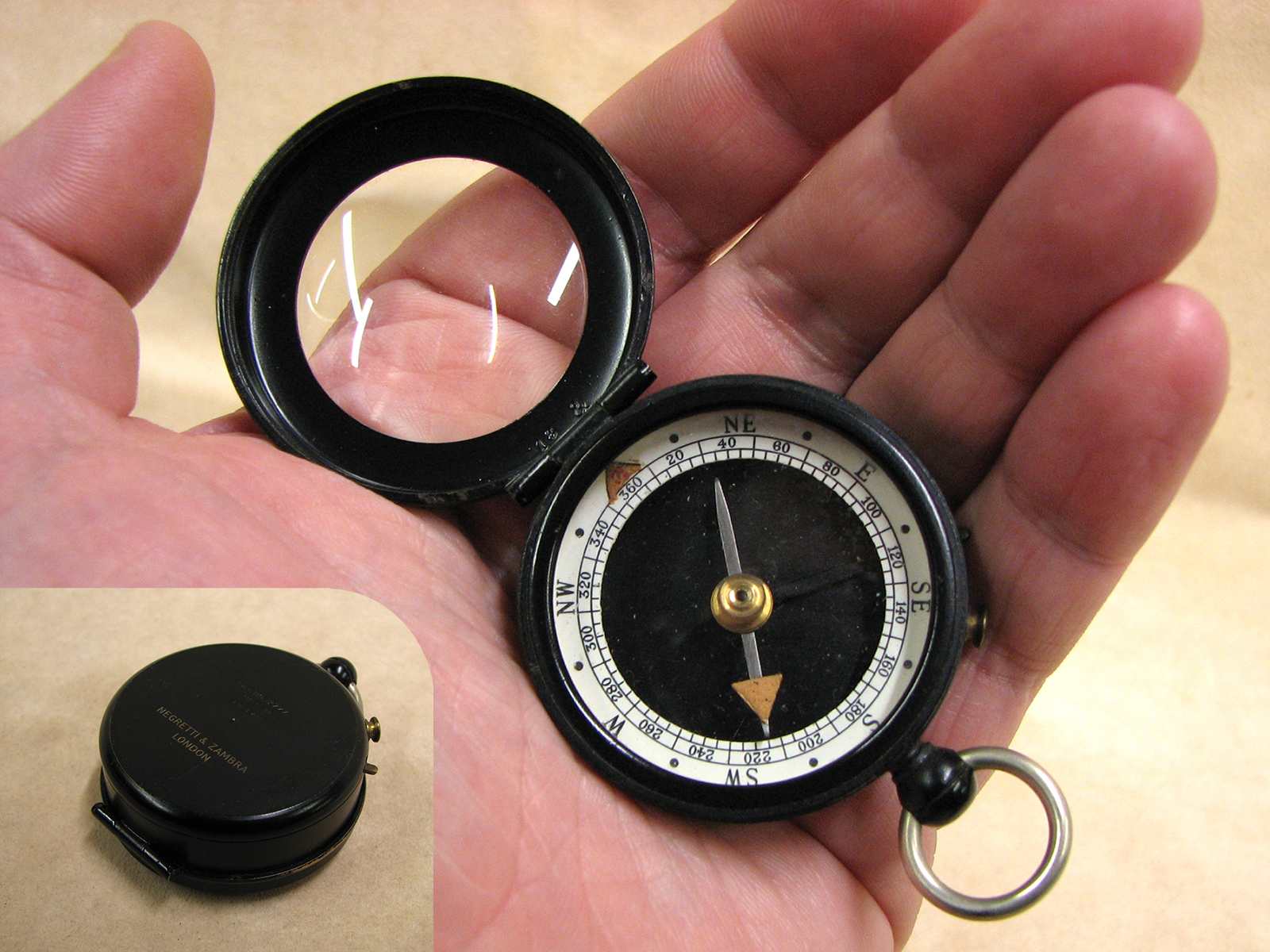Rare Negretti & Zambra 'Prospecting Compass' with Barker patent no 12777